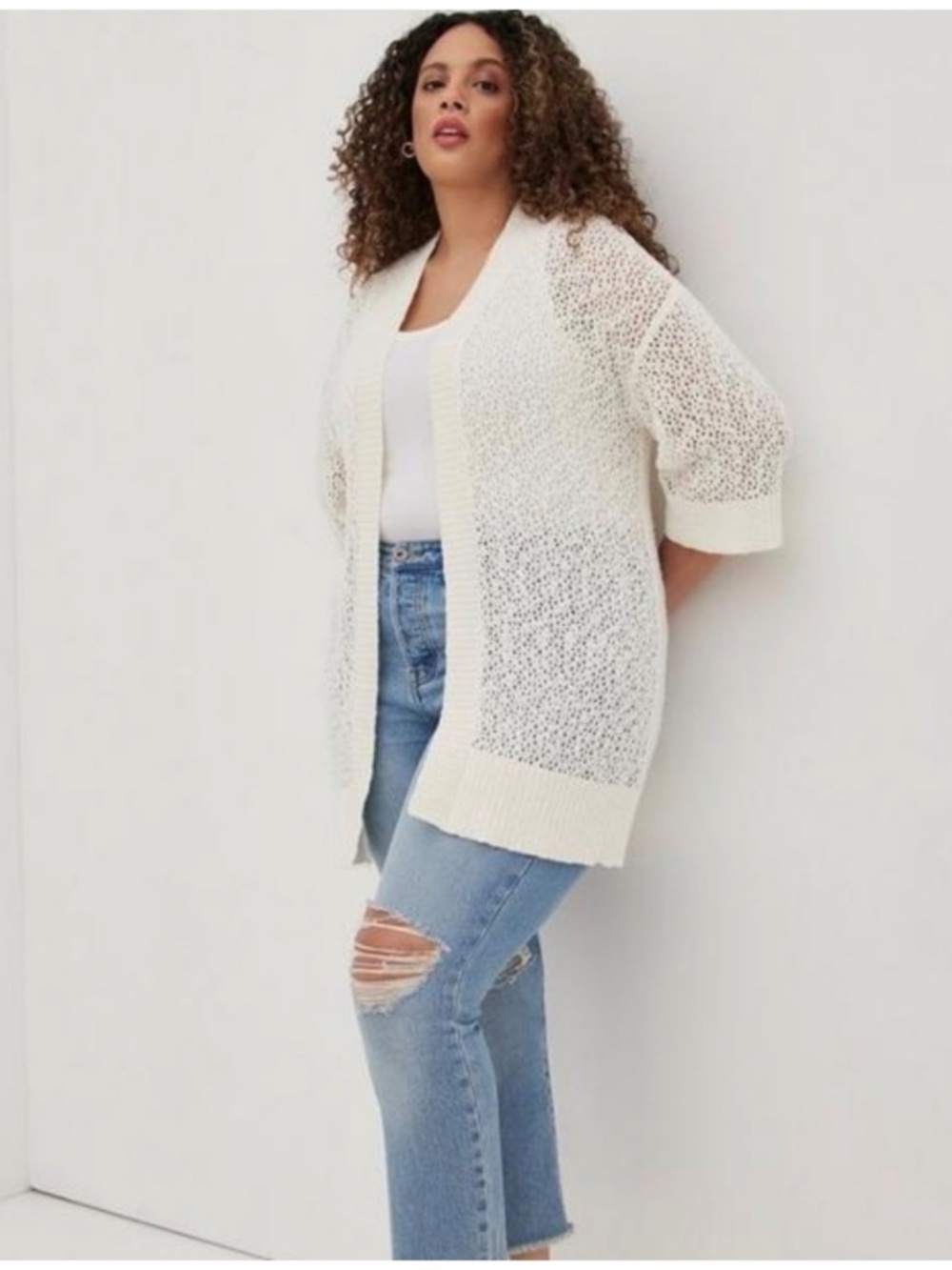 Torrid White Open-Weave Cardigan Plus 4X/26 NWT